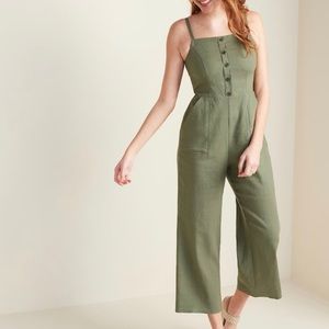 Green jumpsuit with straps